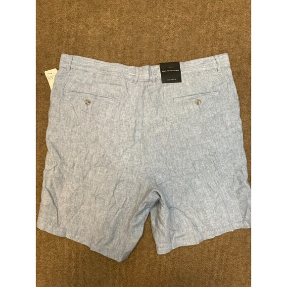 Saks Fifth Avenue Chino Shorts Mens 38 Flat Front Blue Linen Relaxed - Picture 8 of 9